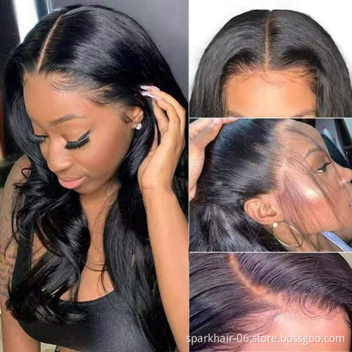 100% Brazilian Virgin Human Hair Transparent Swiss Lace Wig HD Body Wave Curly Lace Front wigs for Black Women